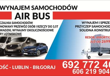 WYNAJEM BUSÓW DOSTAWCZYCH I 9 OSOBOWYCH WYPOŻYCZALNIA PRZYCZEP AIR BUS